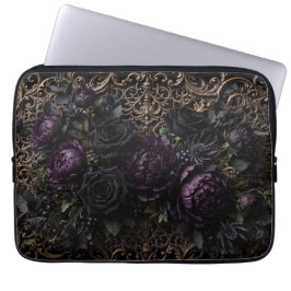 Mörk gotisk barock svart rosunderlägg  laptop fodral