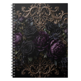 Mörk gotisk barock svarta rosor placemat  anteckningsbok