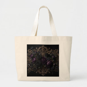 Mörk gotisk barock svarta rosor placemat jumbo tygkasse