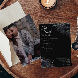 Mörk gotisk blomster svart till döden foto bröllop inbjudningar