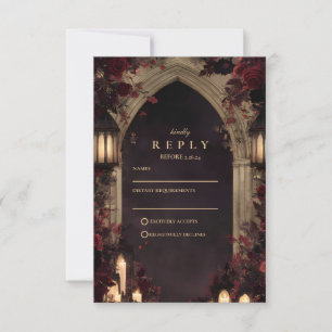 Mörk gotisk dödskalle Blommig Bröllop RSVP-kort OSA Kort