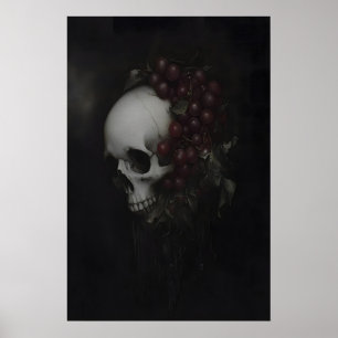 Mörk gotisk dödskalle-målning Vanitas stilleben Poster
