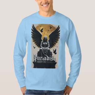 Mörk gotisk himmeldesign med gloria och vingar t shirt