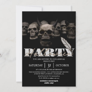 Mörk gotisk hornskalle rubrik Halloween-fest Inbjudningar