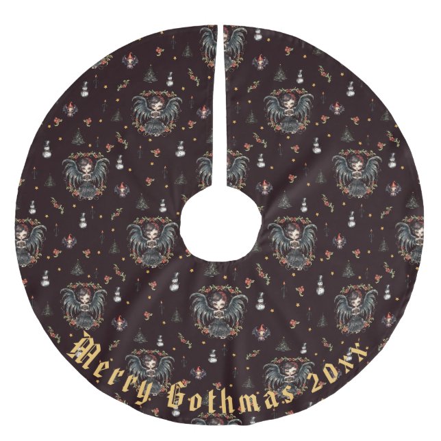Mörk gotisk julängel julgransmatta borstad polyester (Framsidan)