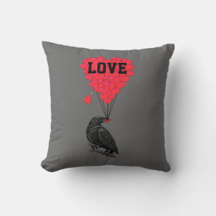 Mörk, gotisk kråka valentines kärlek hjärta kudde