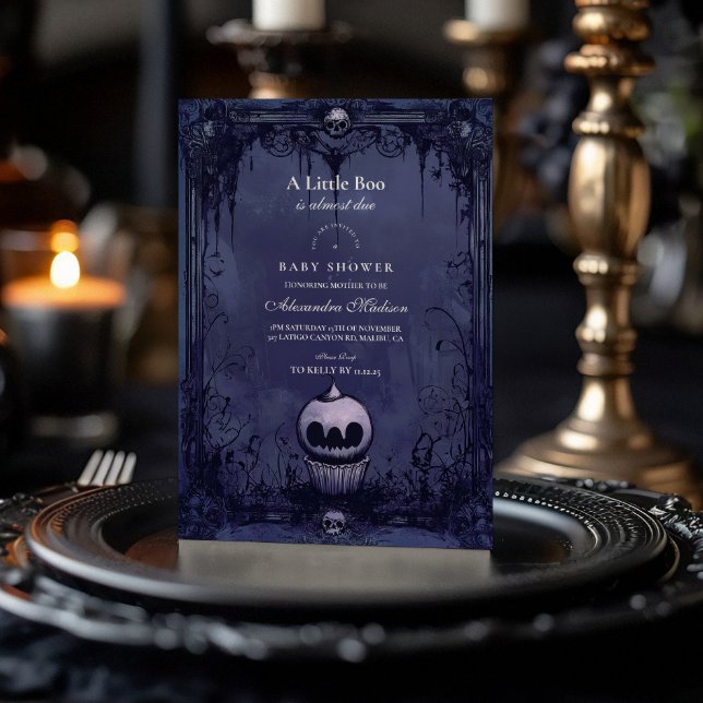 Mörk gotisk lila Halloween baby shower Inbjudningar (Skapare uppladdad)