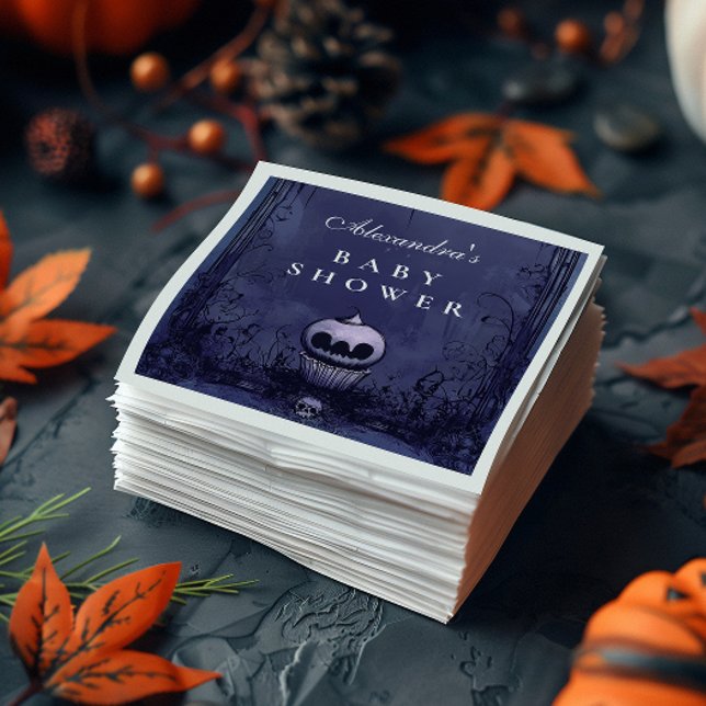 Mörk gotisk lila Halloween baby shower Pappersservett (Skapare uppladdad)