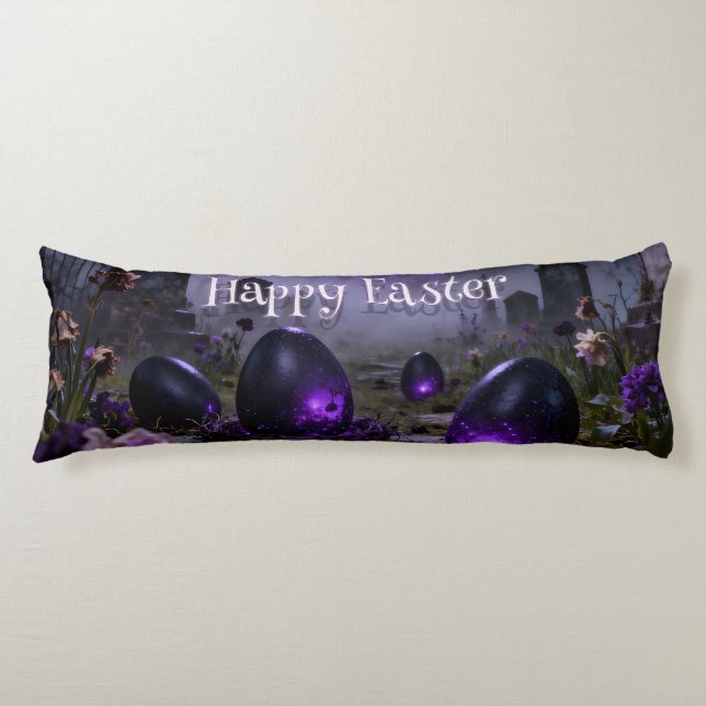Mörk gotisk påskscen med lysande ägg kroppskudde (Framsidan)
