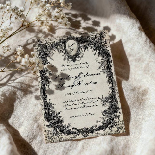 Mörk gotisk romantisk bröllopsinbjudan inbjudningar (Skapare uppladdad)