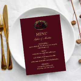 Mörk gotisk romantisk Burgundy anpassad foto bröll Meny