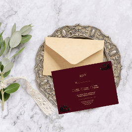 Mörk gotisk romantisk Burgundy anpassad foto bröll OSA Kort