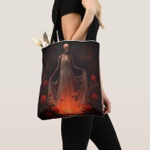 Mörk gotisk skelettbrud Totebag – Kuslig vigselcer