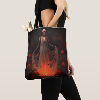 Mörk gotisk skelettbrud Totebag – Kuslig vigselcer Tygkasse