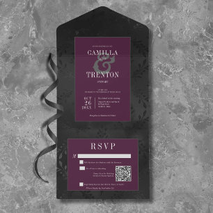 Mörk gotisk svart vinblommig satin QR-kod