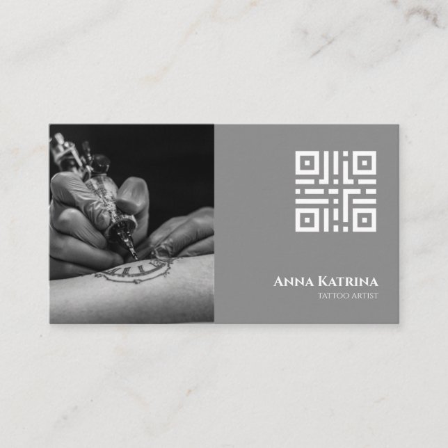 Mörk gotisk tatueringsartistbokning visitkort (Framsida)