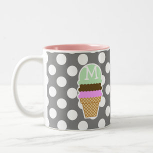 Mörk - grå polka dots; Glasskotte Två-Tonad Mugg
