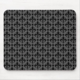 Mörk - gråa utsmyckade Fleur de lis Mousepad Musmatta