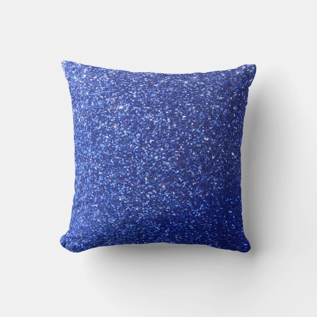 Mörk - grafiskt blåttfauxglitter kudde (Framsida)