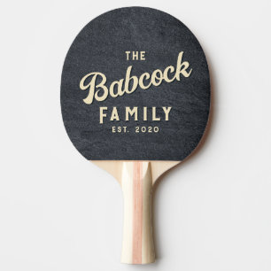 Mörk Granit Sten Retro Familjenamn & År Pingisracket