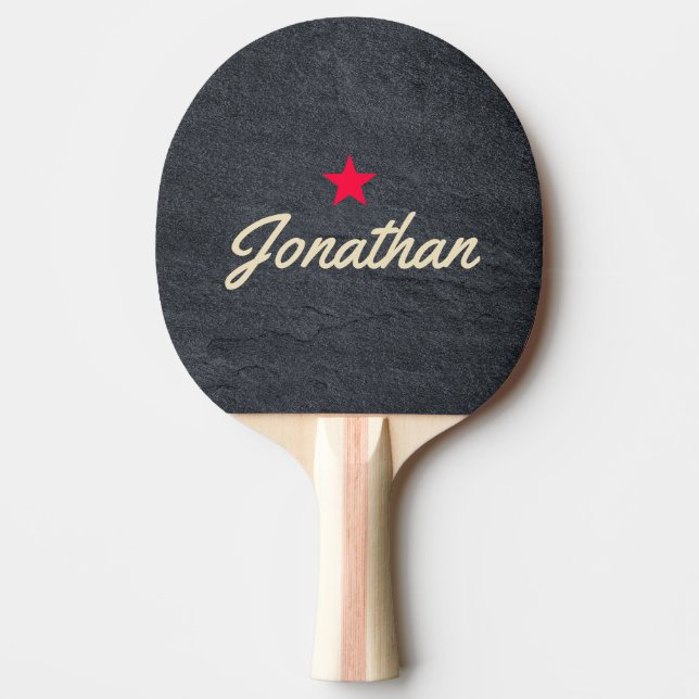 Mörk Granit Stens Vintage Stjärna Signatur Pingisracket (Framsidan)