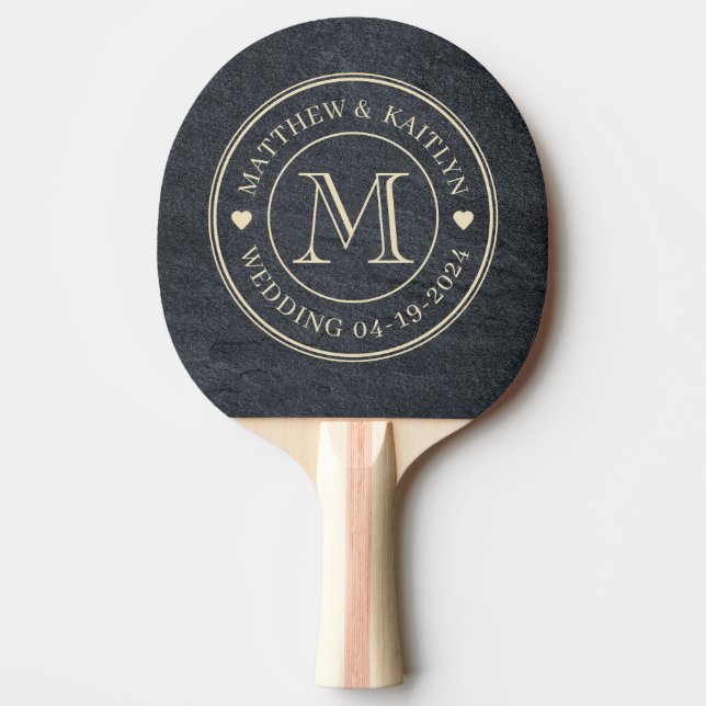 Mörk Granit Stensvig Monogram Hjarta Pingisracket (Framsidan)