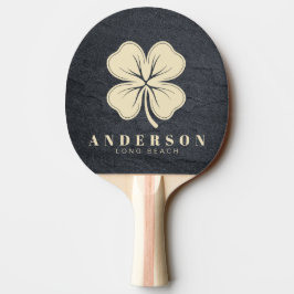 Mörk Granitsten Fyrklöver med Namn Pingisracket