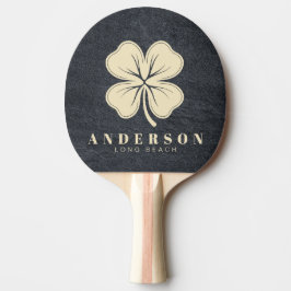 Mörk Granitsten Fyrklöver med Namn Pingisracket