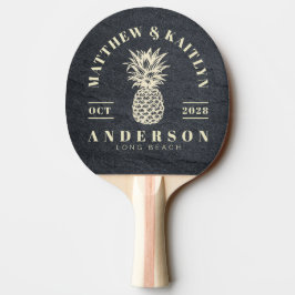 Mörk Granitsten Tropisk Ananas Bröllop Pingisracket