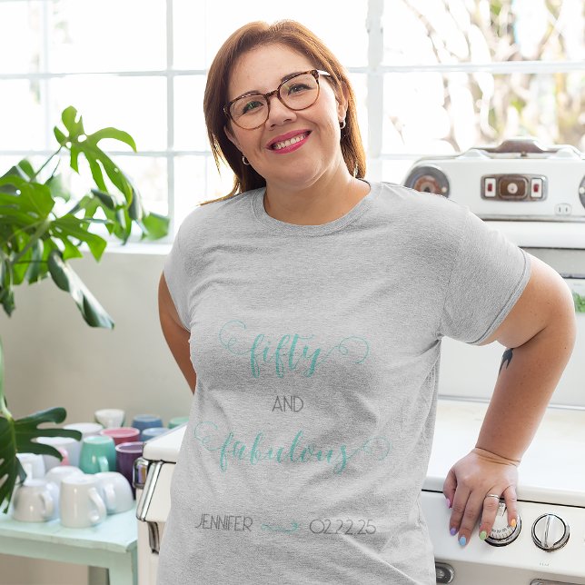 Mörk Grått 50 och Fabulous Birthday T Shirt (Skapare uppladdad)