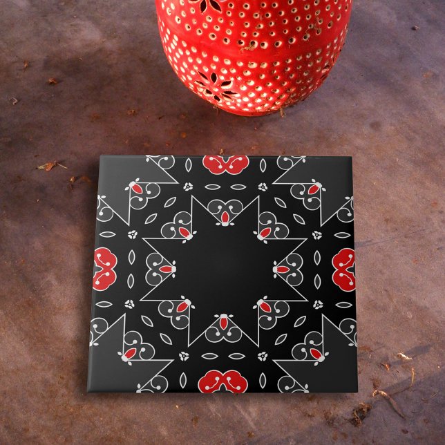 Mörk Grått Black White Mosaic Geometric Mönster Kakelplatta (Skapare uppladdad)