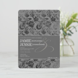 Mörk Grått Blommigt Inbjudningar