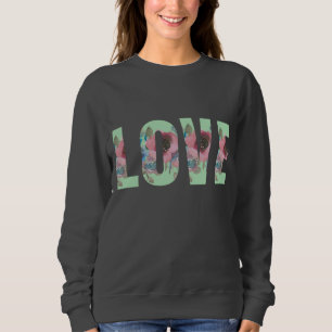 Mörk Grått Blommigt Kärlek Sweatshirt T Shirt