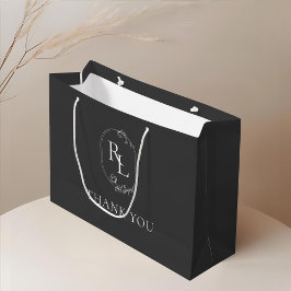 Mörk Grått | Blommigt Monogram Bröllop Tack