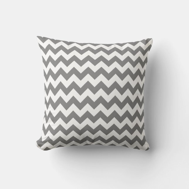 Mörk Grått Chevron; zig zag Kudde (Framsida)