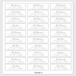 Mörk Grått Classic Calligraphy Adress Guest Klistermärken