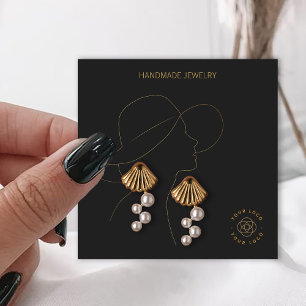 Mörk Grått Dam Juderly Earrings Visning Fyrkantigt Visitkort