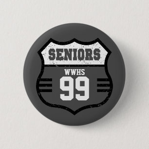 Mörk Grått Distress Seniors Road Sign Knapp