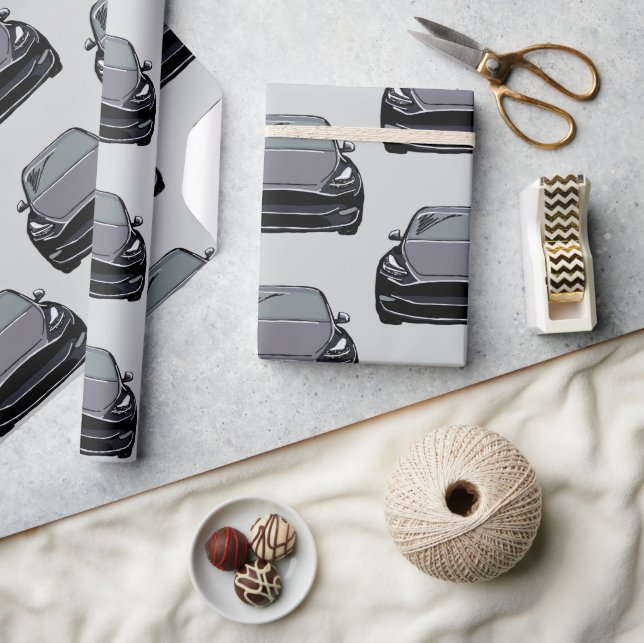 Mörk Grått Electric Fordon SUV Car Grått Presentpapper (Hantverk)