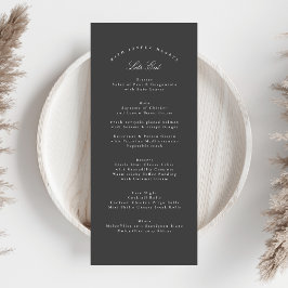 Mörk Grått Elegant Calligraphy Formal Bröllop Meny