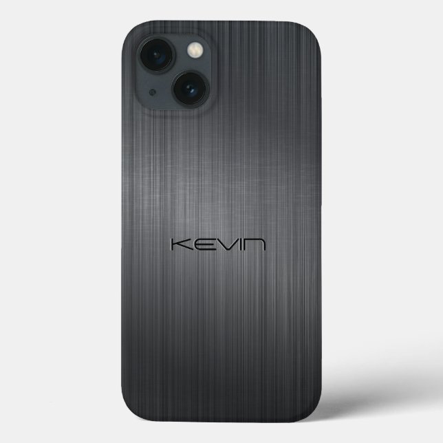 Mörk-Grått Faux Brushed Aluminium Background Fodra (Baksida)