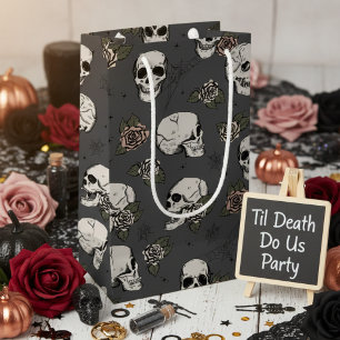 Mörk Grått Gothic Döskallars och Ro Halloween