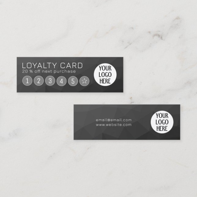 Mörk grått Gradient Geometric Mesh Anpassningsbar  Lojalitetskort (Fram/baksida)