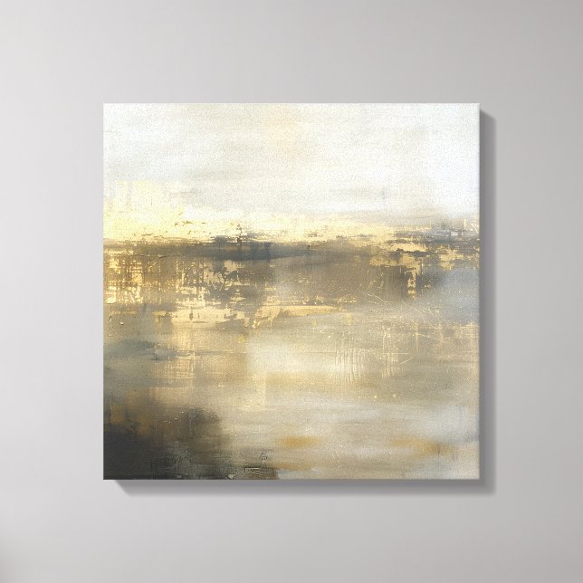 Mörk Grått Guld Beige Abstrakt Painting Canvas Art (Framsida)