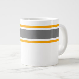 Mörk Grått Gult Tävla  Rand Vit Jumbo Mugg