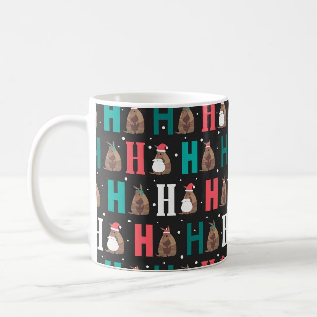 Mörk Grått Ho Ho Ho Armadillo Kaffemugg (Vänster)