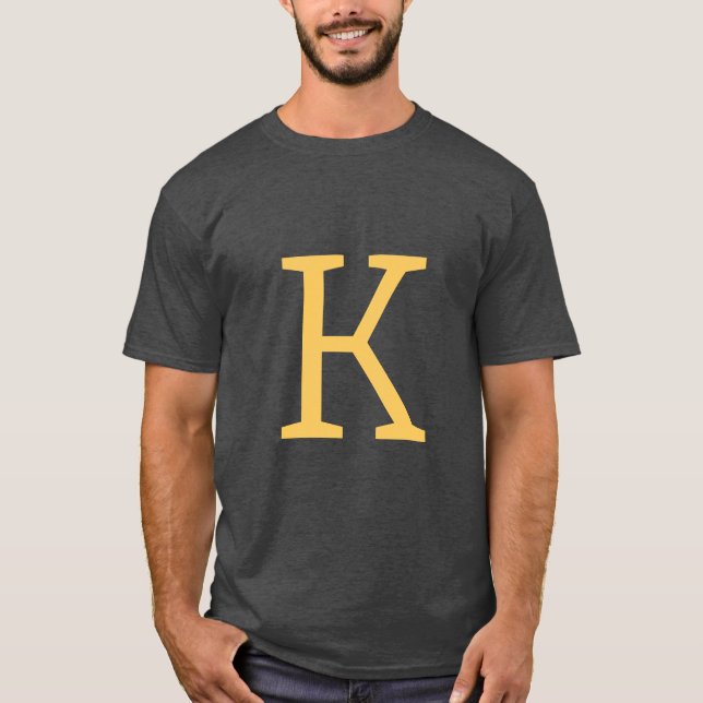 Mörk Grått Initial Brev Monogram Modern Snyggt T Shirt (Framsida)