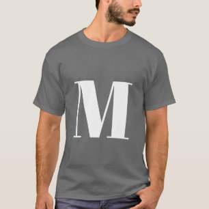 Mörk Grått Initial Brev Monogram Modern T Shirt