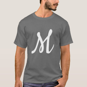 Mörk Grått Initial Brev Monogram Modern T Shirt