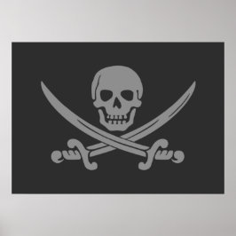 Mörk Grått Jolly Roger Pirat Flagga Poster